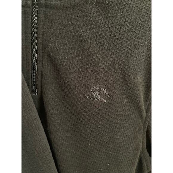 Starter Men's Pull Over Top Long Sleeve Black Waffle Knit Size L 1/4 Zip - Picture 4 of 6